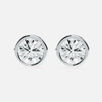 Lab Grown Diamond Round Mini Diamond Stud in White Gold – Pair View | JAUR