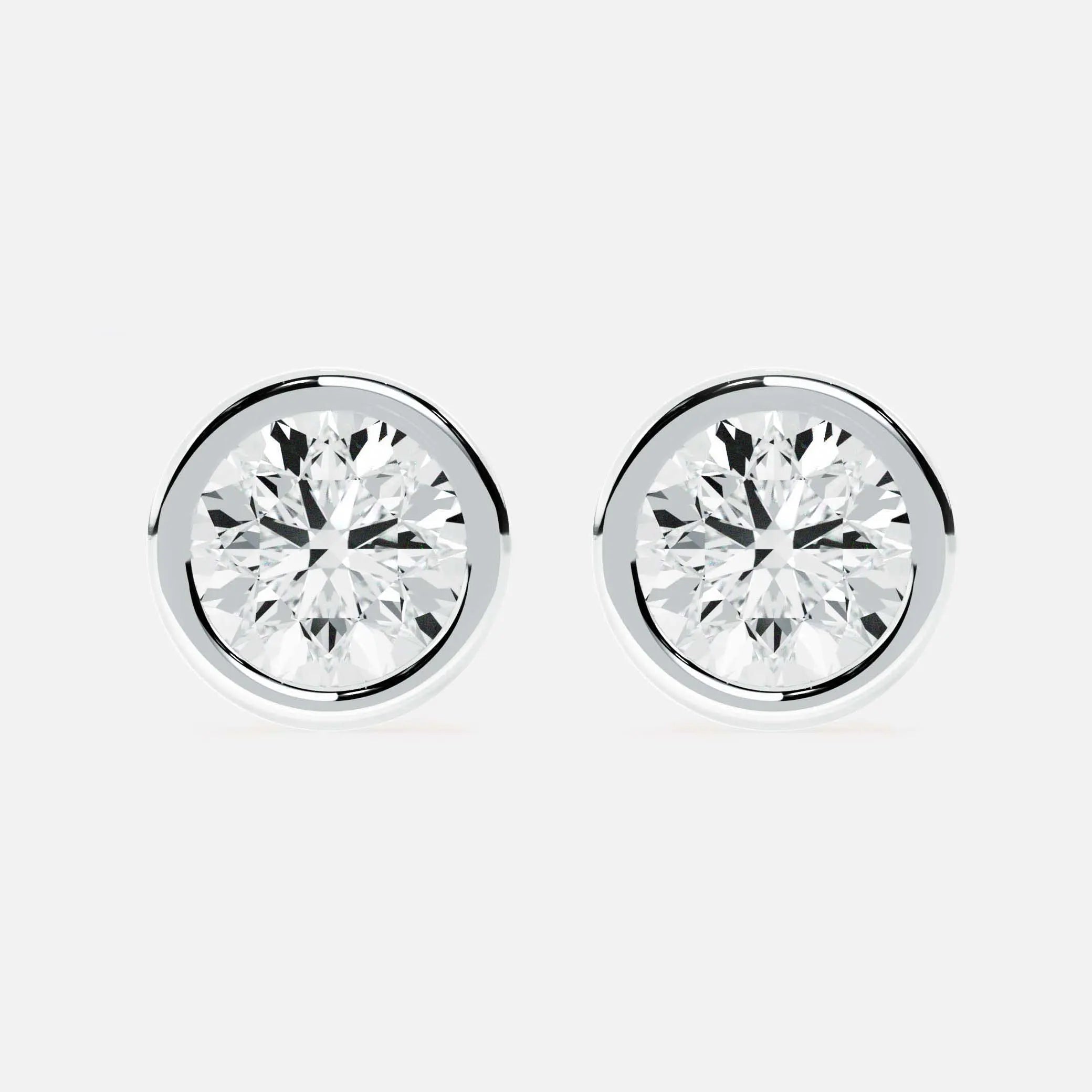Lab Grown Diamond Round Mini Diamond Stud in White Gold – Pair View | JAUR