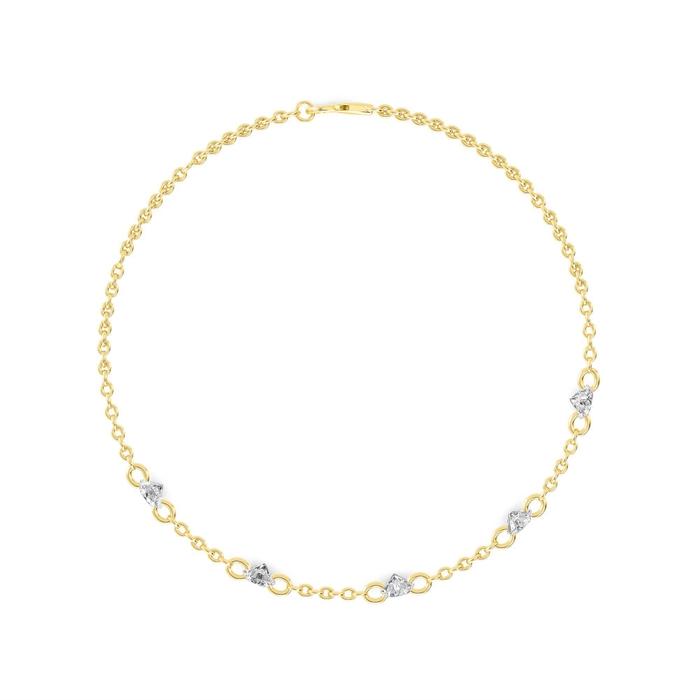 Lab Grown Diamond Round Floating Diamond Station Bracelet in Yellow Gold – View 3 | JAUR