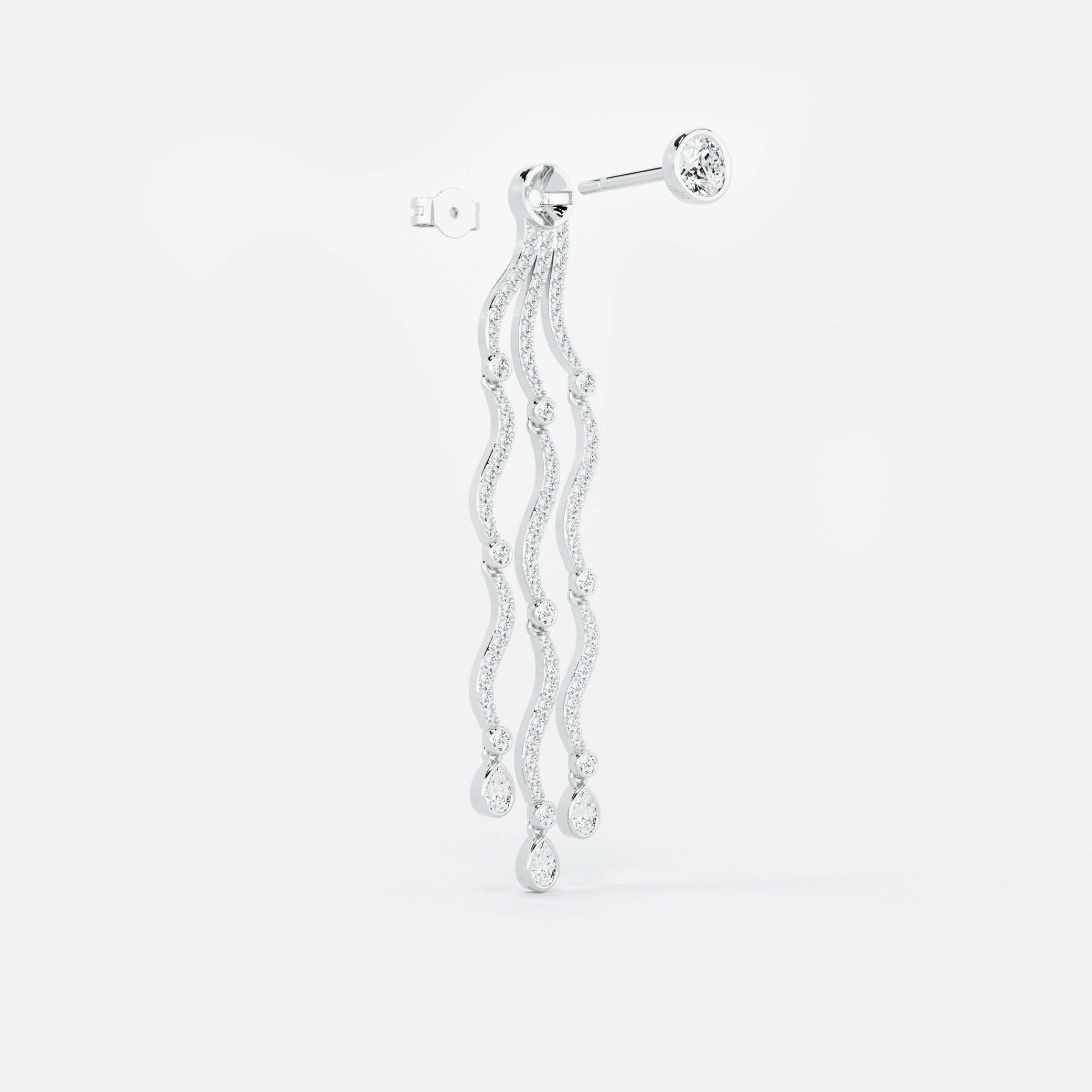 Wave Cascade Drop Earrings - Round Base