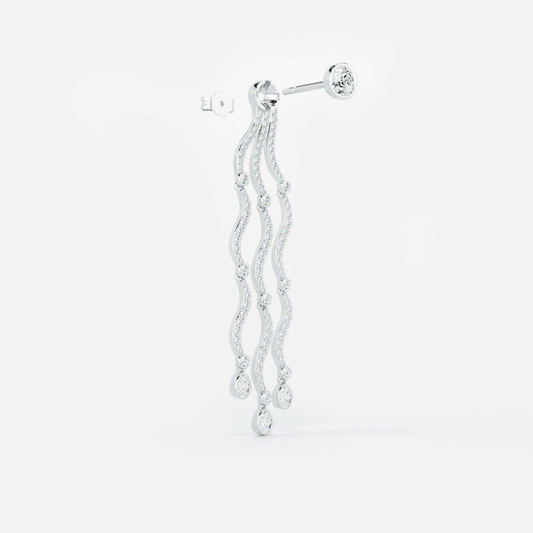Wave Cascade Drop Earrings - Round Base