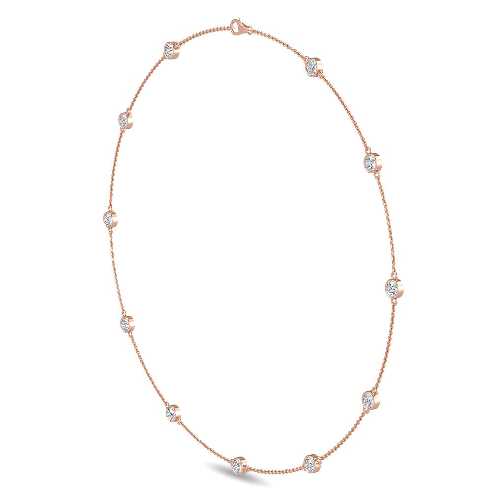 1 3/4 ctw Round Bezel Lab Grown Diamond Station Necklace