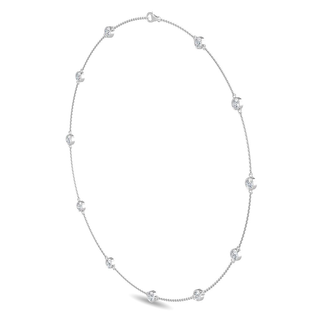 1 3/4 ctw Round Bezel Lab Grown Diamond Station Necklace