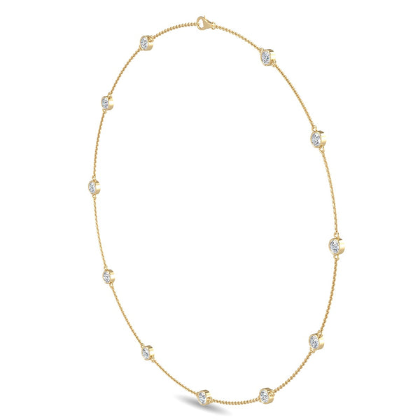 1 3/4 ctw Round Bezel Lab Grown Diamond Station Necklace