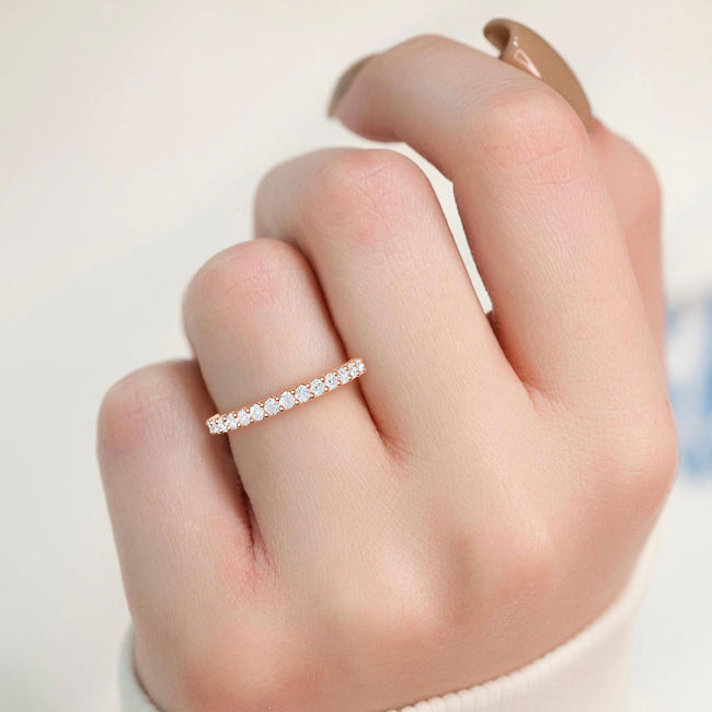 Round Lab Grown Diamond Prong Set Wedding Band