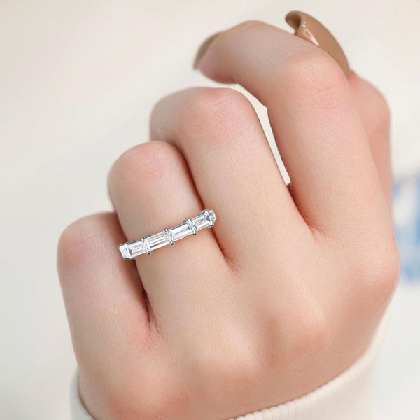 1 1/5 ctw Baguette Half Eternity Lab Grown Diamond Stackable Band
