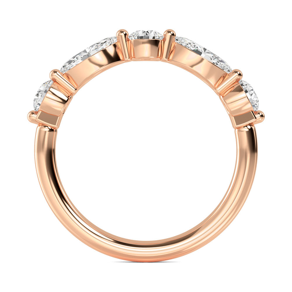 1 Ctw Alternating 5 Stone Marquise and Round Lab Grown Diamond Stackable Ring