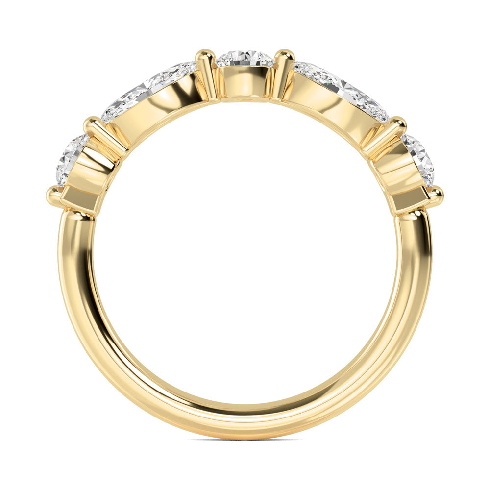 1 Ctw Alternating 5 Stone Marquise and Round Lab Grown Diamond Stackable Ring