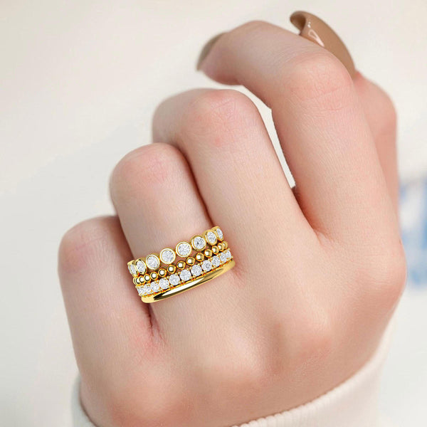 1 3/5 Ctw Four Row Round Lab Grown Diamond Stackable Band