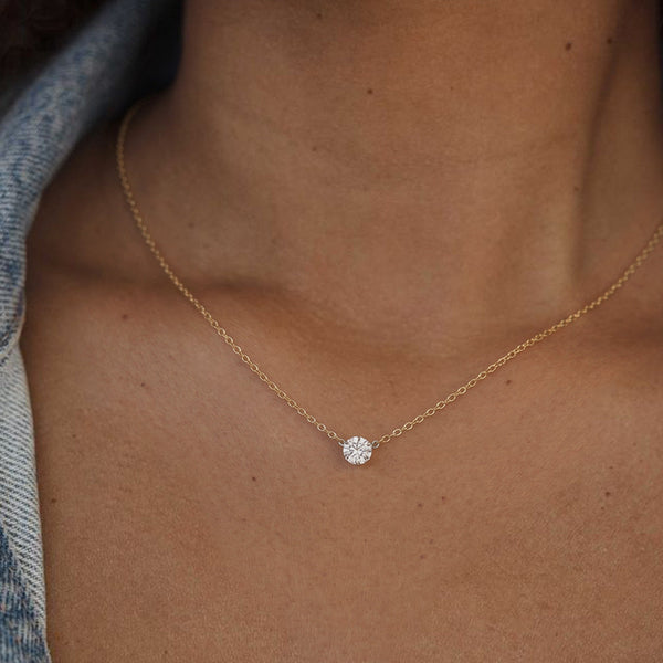 SOL - Pierced Solitaire Round Necklace JAUR