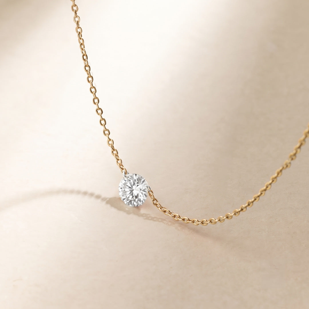 SOL - Pierced Solitaire Round Necklace