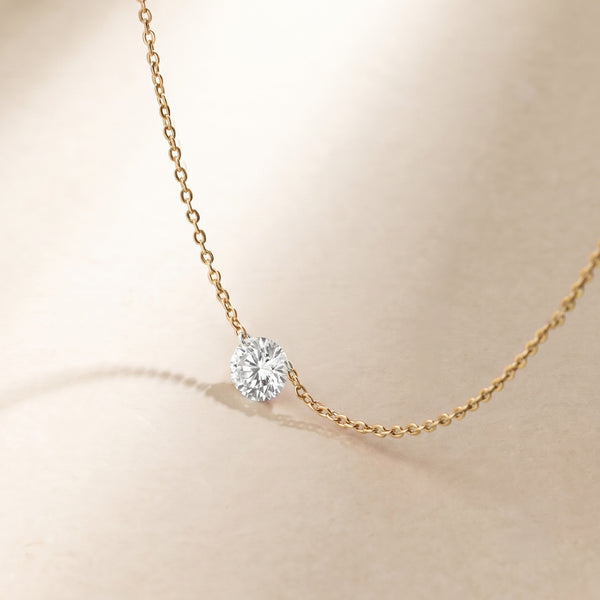 SOL - Pierced Solitaire Round Necklace