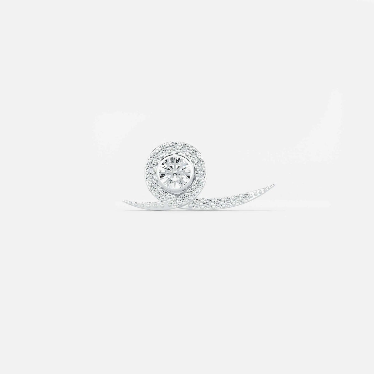 Lab Grown Diamond Snail Diamond Climber in White Gold – Front View | JAUR