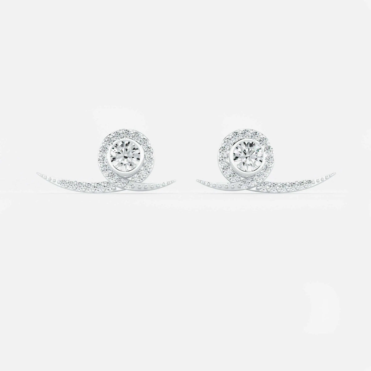 Lab Grown Diamond Snail Diamond Climber in White Gold – Pair View | JAUR