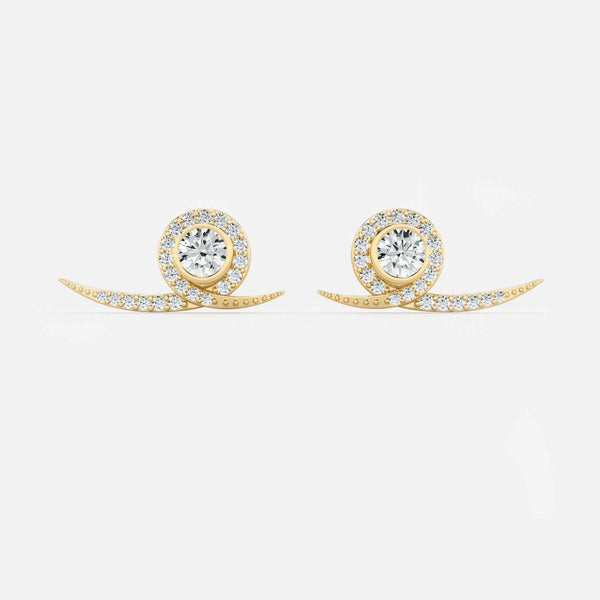 Lab Grown Diamond Snail Diamond Climber in Yellow Gold – Pair View | JAUR