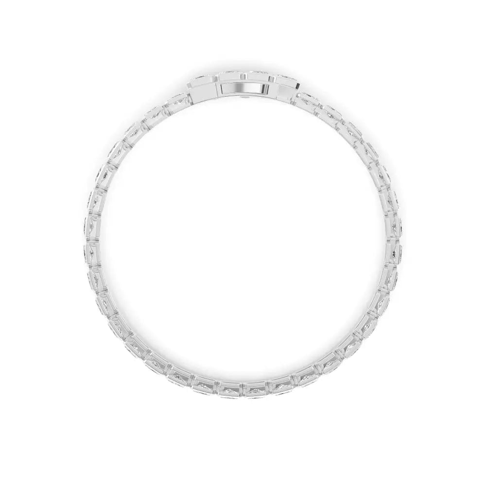 Lab Grown Diamond Emerald  Diamond Bezel Tennis Bracelet in White Gold | JAUR