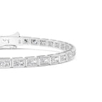 Lab Grown Diamond Emerald  Diamond Bezel Tennis Bracelet in White Gold | JAUR