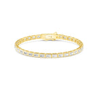 Lab Grown Diamond Emerald  Diamond Bezel Tennis Bracelet in Yellow Gold | JAUR