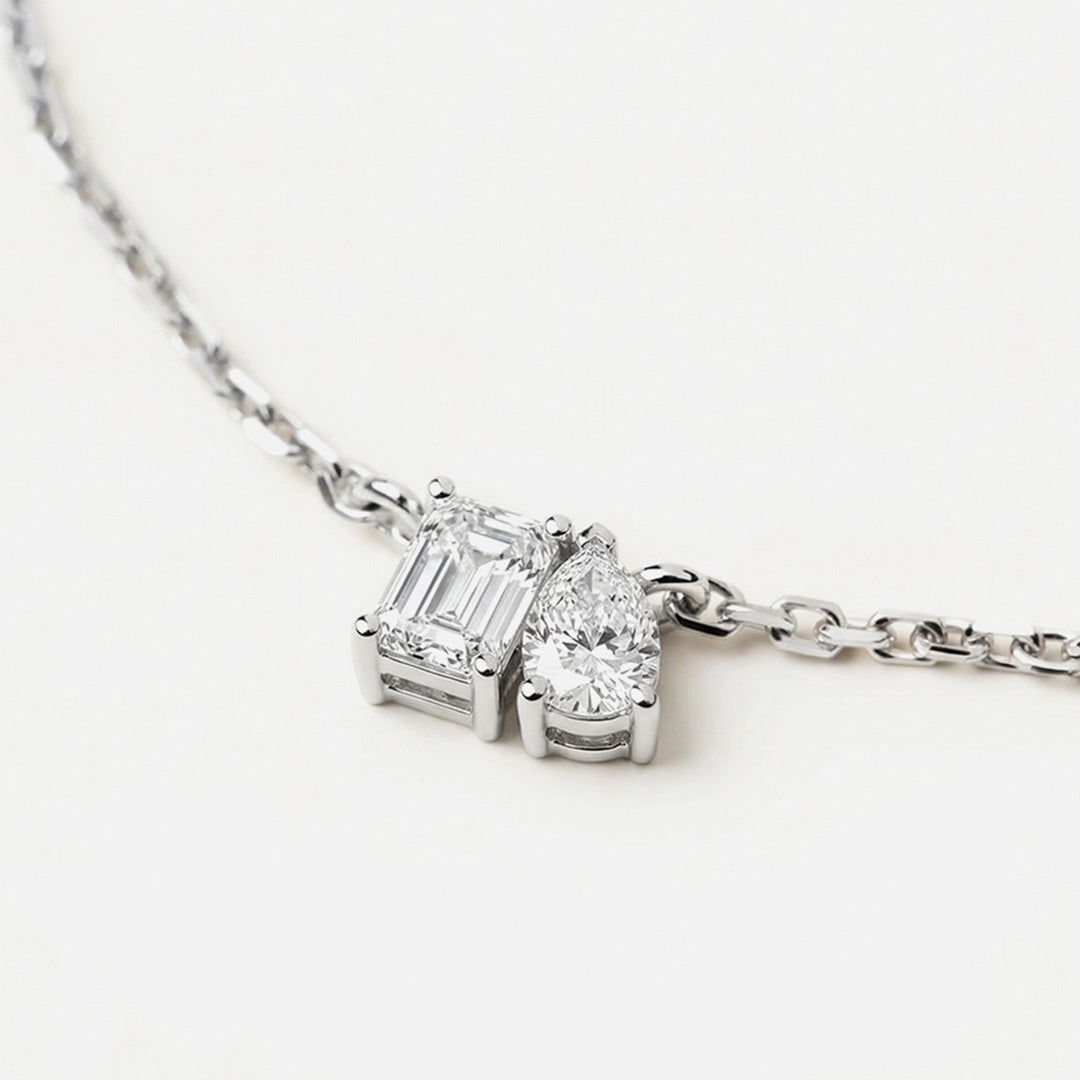 Lab Grown Diamond Toi Et Moi Necklace in White Gold – View 4 | JAUR