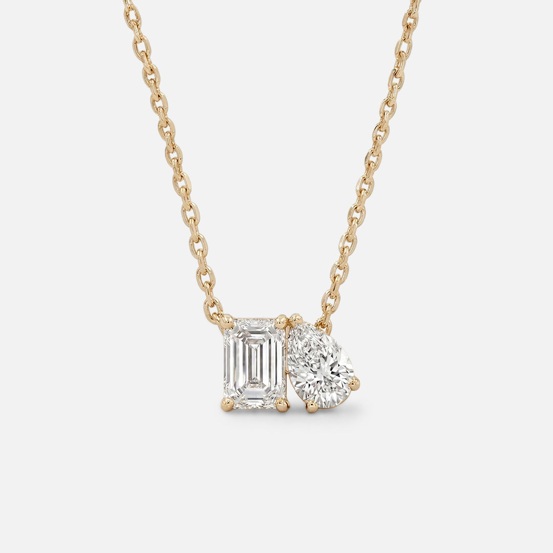 Lab Grown Diamond Toi Et Moi Necklace in Yellow Gold | JAUR