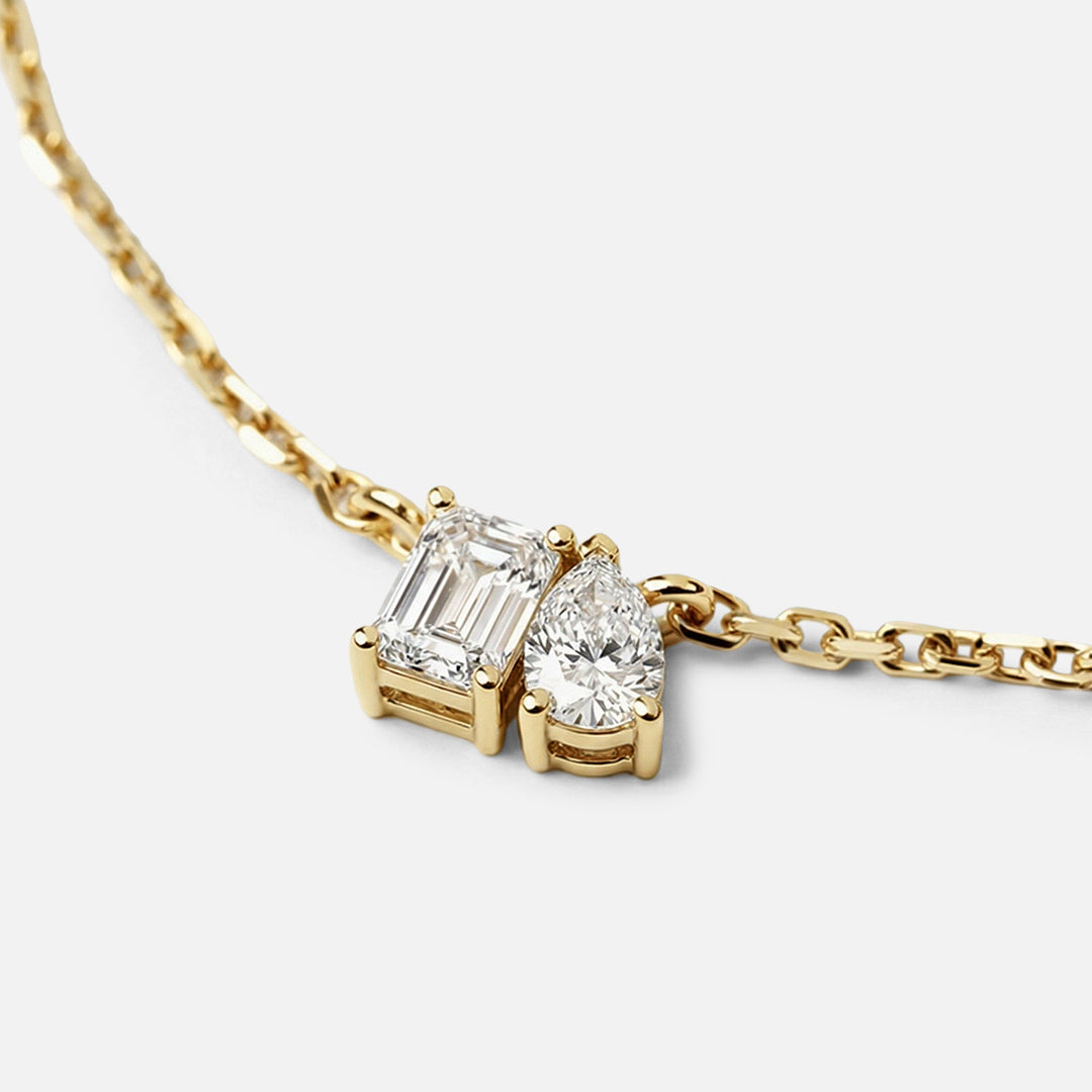 Lab Grown Diamond Toi Et Moi Necklace in Yellow Gold | JAUR