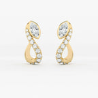 Lab Grown Diamond Trebble Clef Diamond Hoop - Marquise in Yellow Gold – Pair View | JAUR