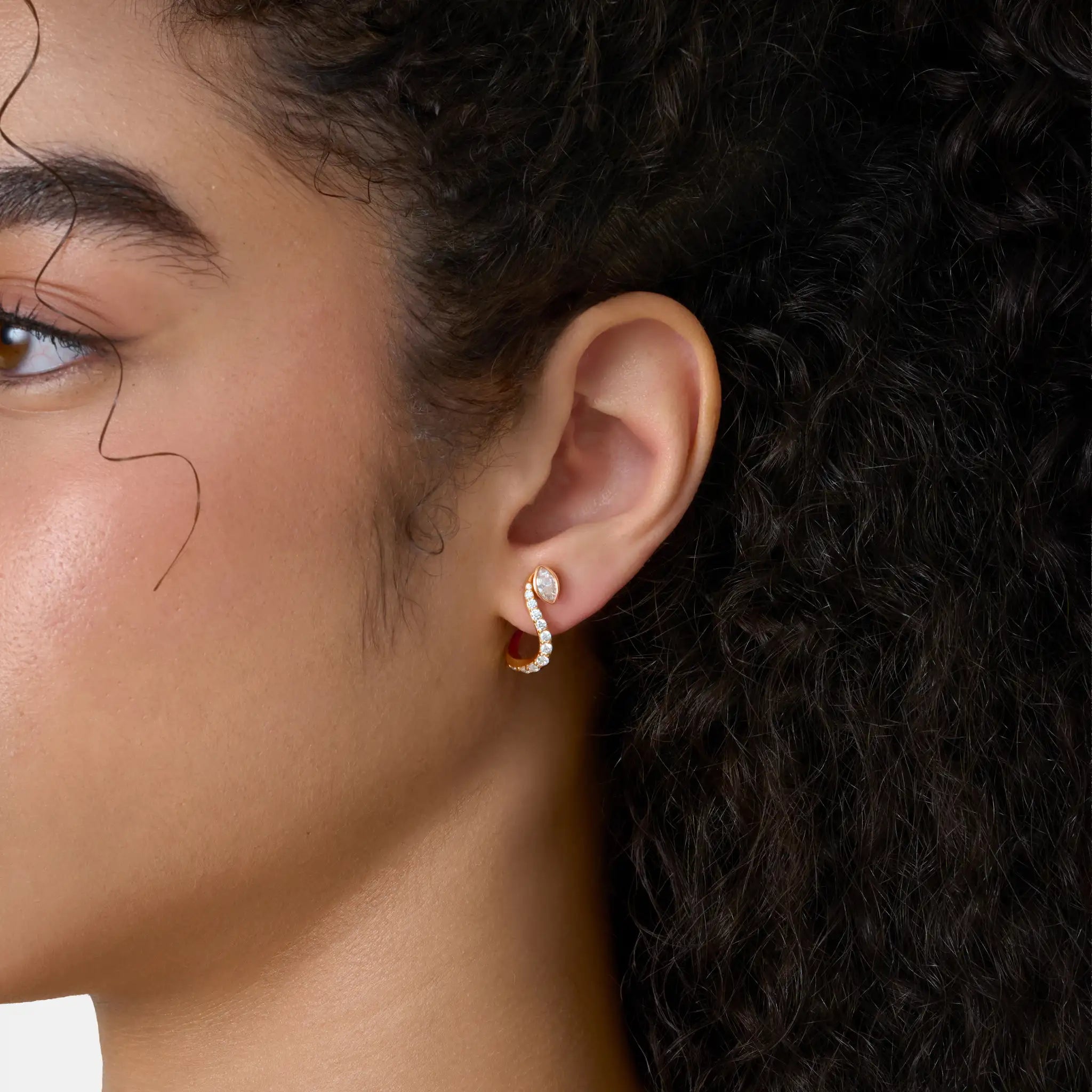 Trebble Clef Diamond Hoop - Marquise