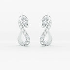 Lab Grown Diamond Trebble Clef Diamond Hoop - Marquise in White Gold – Pair View | JAUR