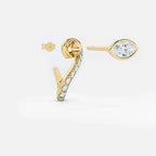 Lab Grown Diamond Trebble Clef Diamond Hoop - Marquise in Yellow Gold – View 4 | JAUR