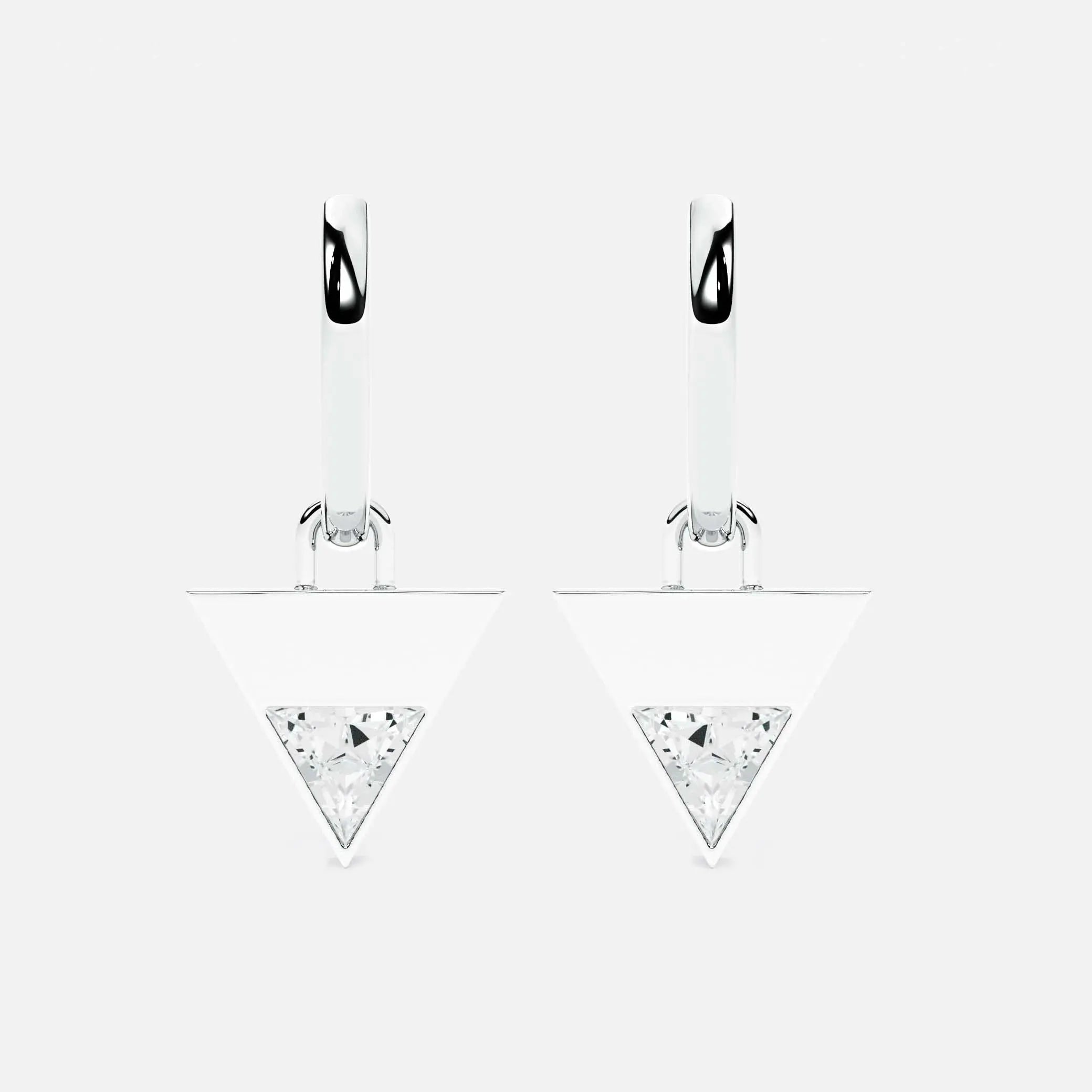 Lab Grown Diamond Formed Triangle Charm in White Gold – Pair View | JAUR