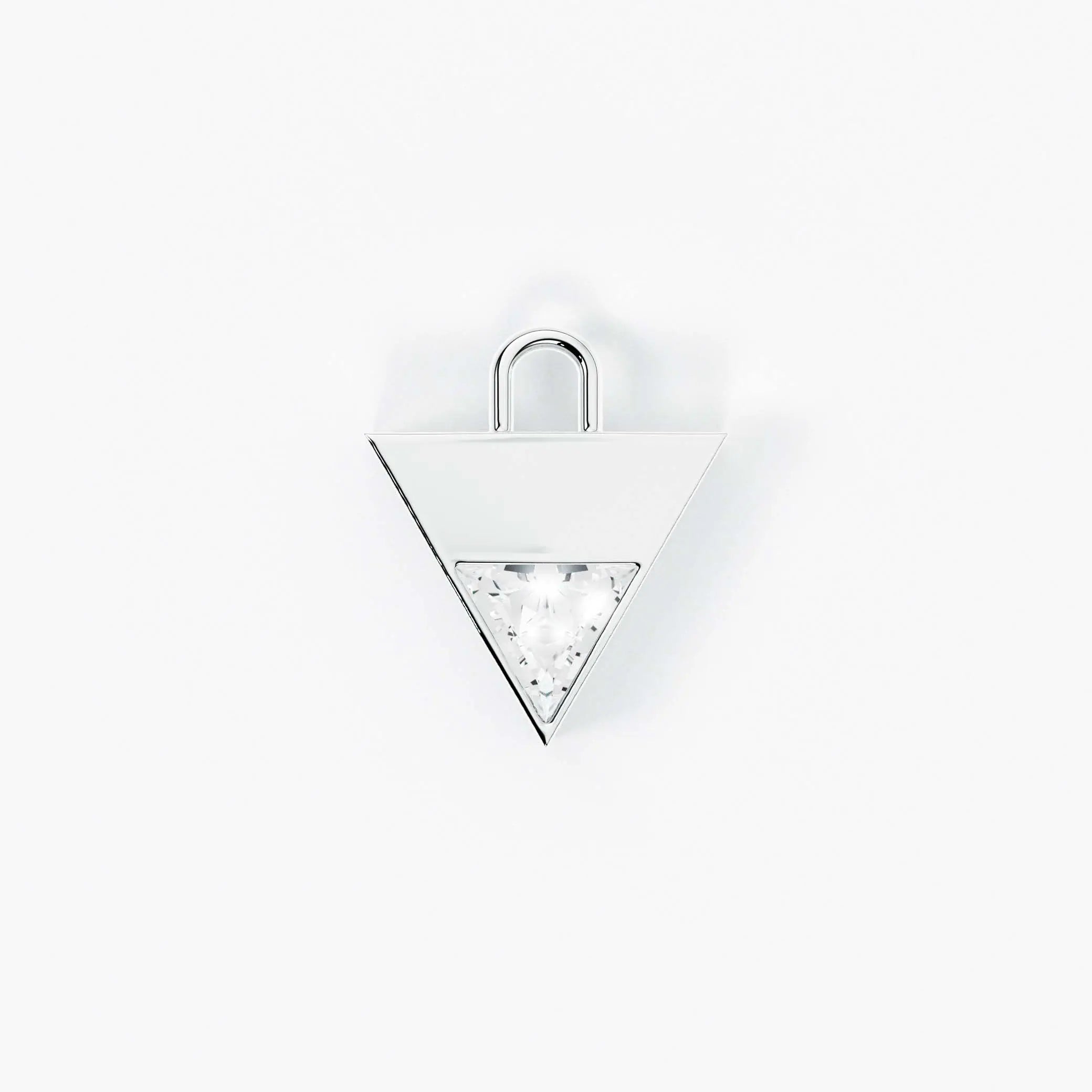 Lab Grown Diamond Formed Triangle Charm in White Gold – Front View | JAUR