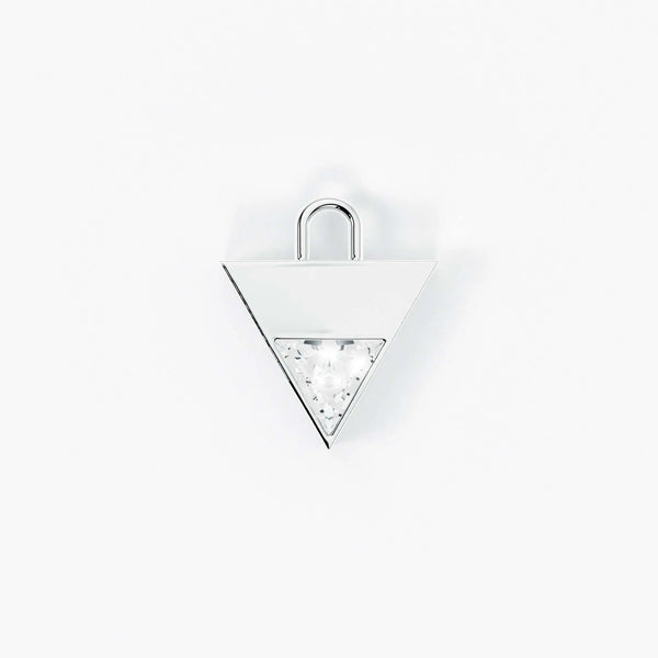 Lab Grown Diamond Formed Triangle Charm in White Gold – Front View | JAUR