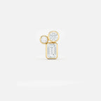 Lab Grown Diamond Two Round & Emerald Diamond Jacket in Yellow Gold – Front View | JAUR