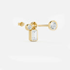 Lab Grown Diamond Two Round & Emerald Diamond Jacket in Yellow Gold – Pair View | JAUR