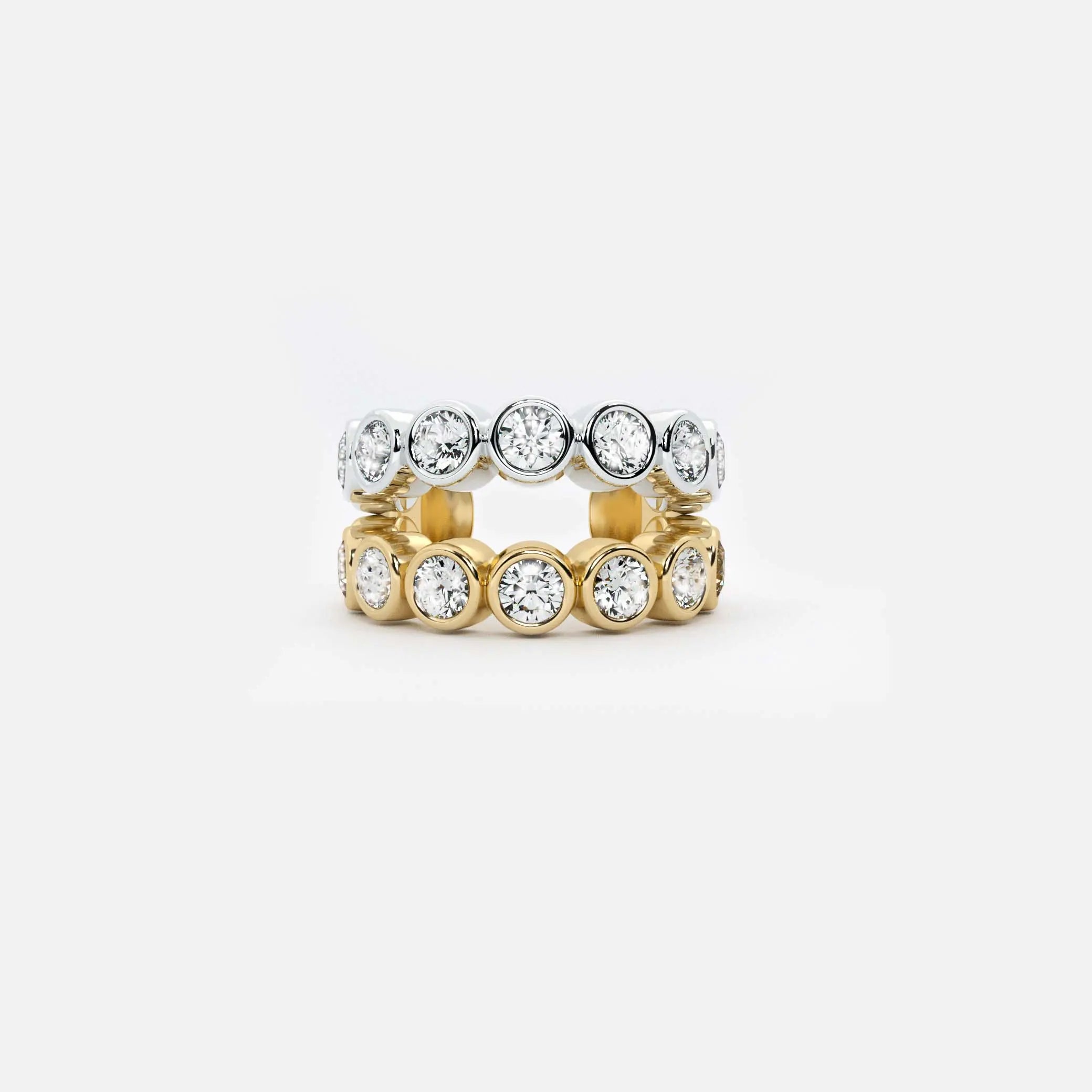 Lab Grown Diamond Two-Row Round Cuff – Front View | JAUR