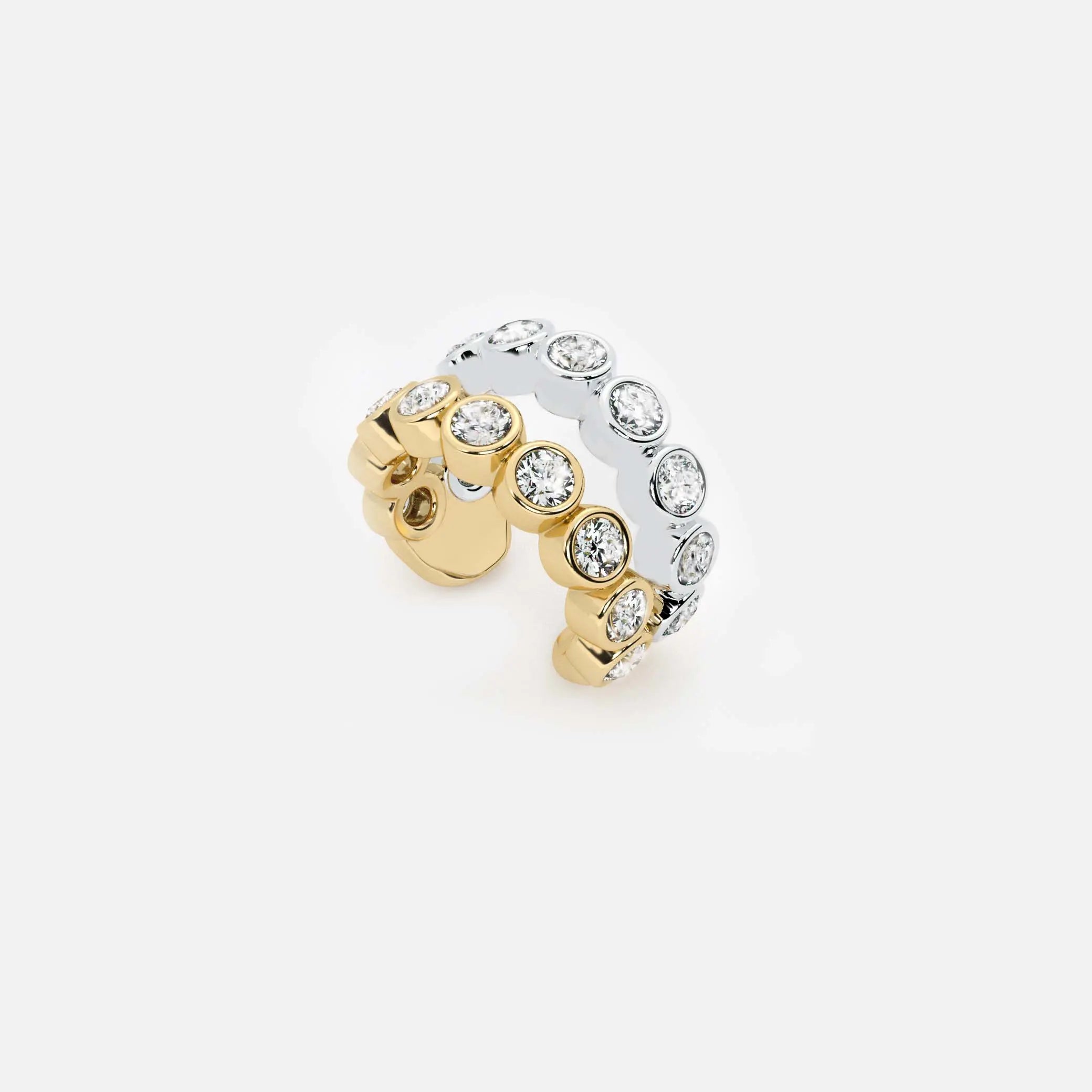 Lab Grown Diamond Two-Row Round Cuff – View 4 | JAUR