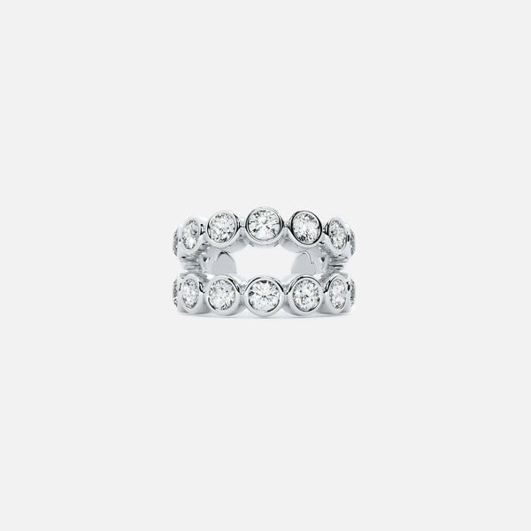 Lab Grown Diamond Two-Row Round Cuff in White Gold – Front View | JAUR