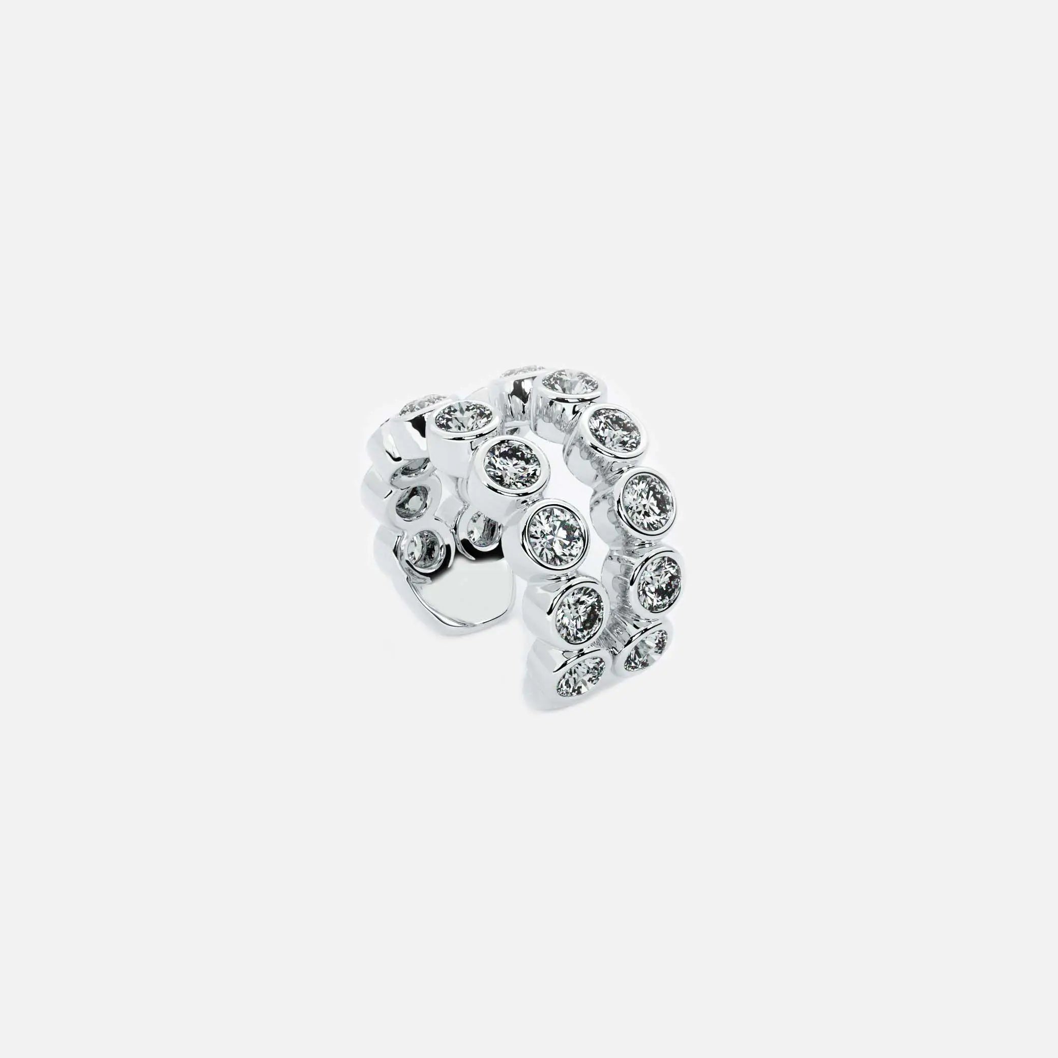 Lab Grown Diamond Two-Row Round Cuff in White Gold – View 4 | JAUR