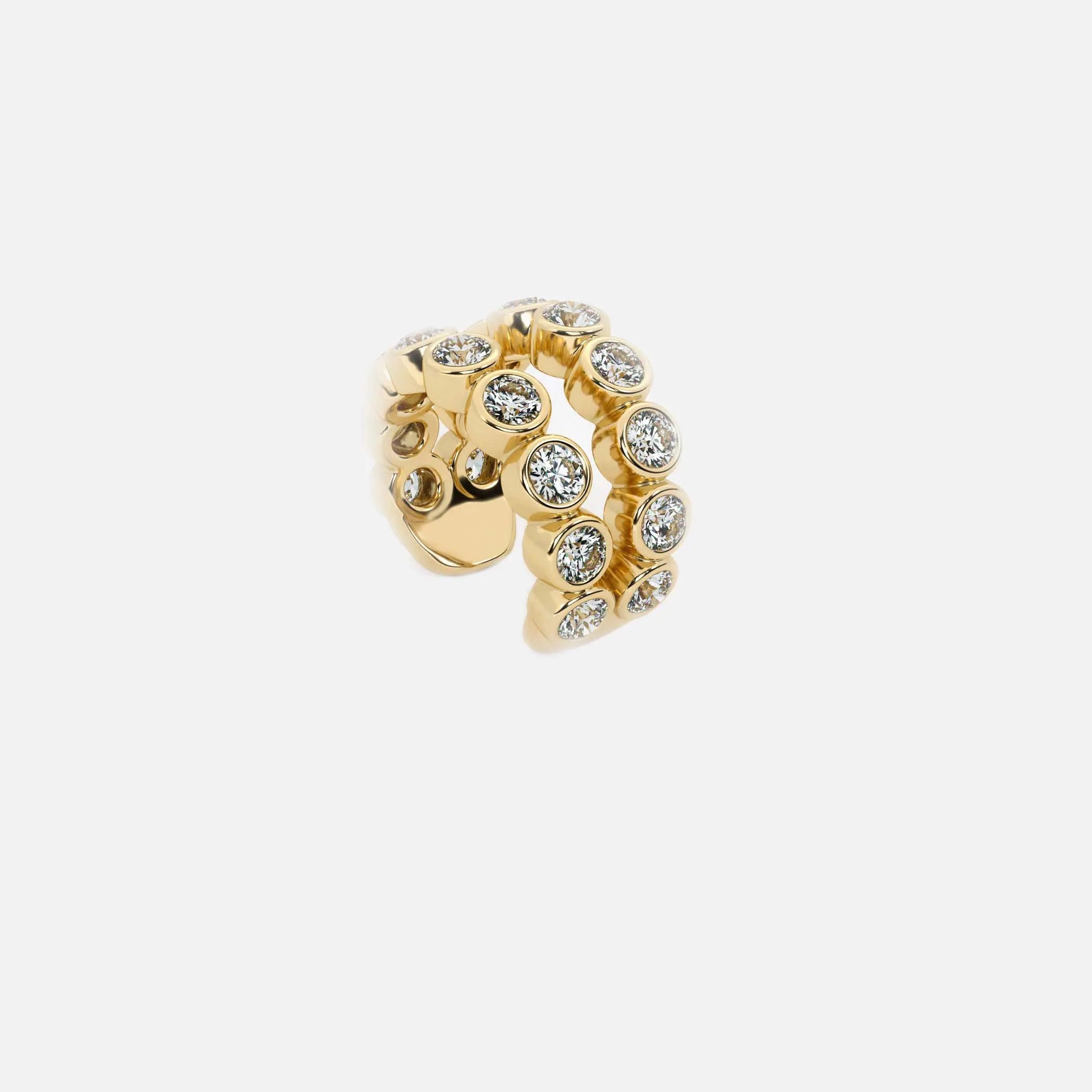 Lab Grown Diamond Two-Row Round Cuff in Yellow Gold – View 4 | JAUR