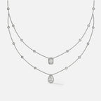 Lab Grown Diamond Two Row Serenity Necklace in White Gold – Front View | JAUR