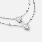 Lab Grown Diamond Two Row Serenity Necklace in White Gold – Side View | JAUR