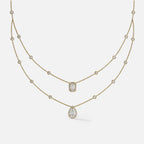 Lab Grown Diamond Two Row Serenity Necklace in Yellow Gold – Front View | JAUR