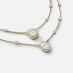 Lab Grown Diamond Two Row Serenity Necklace in Yellow Gold – Side View | JAUR