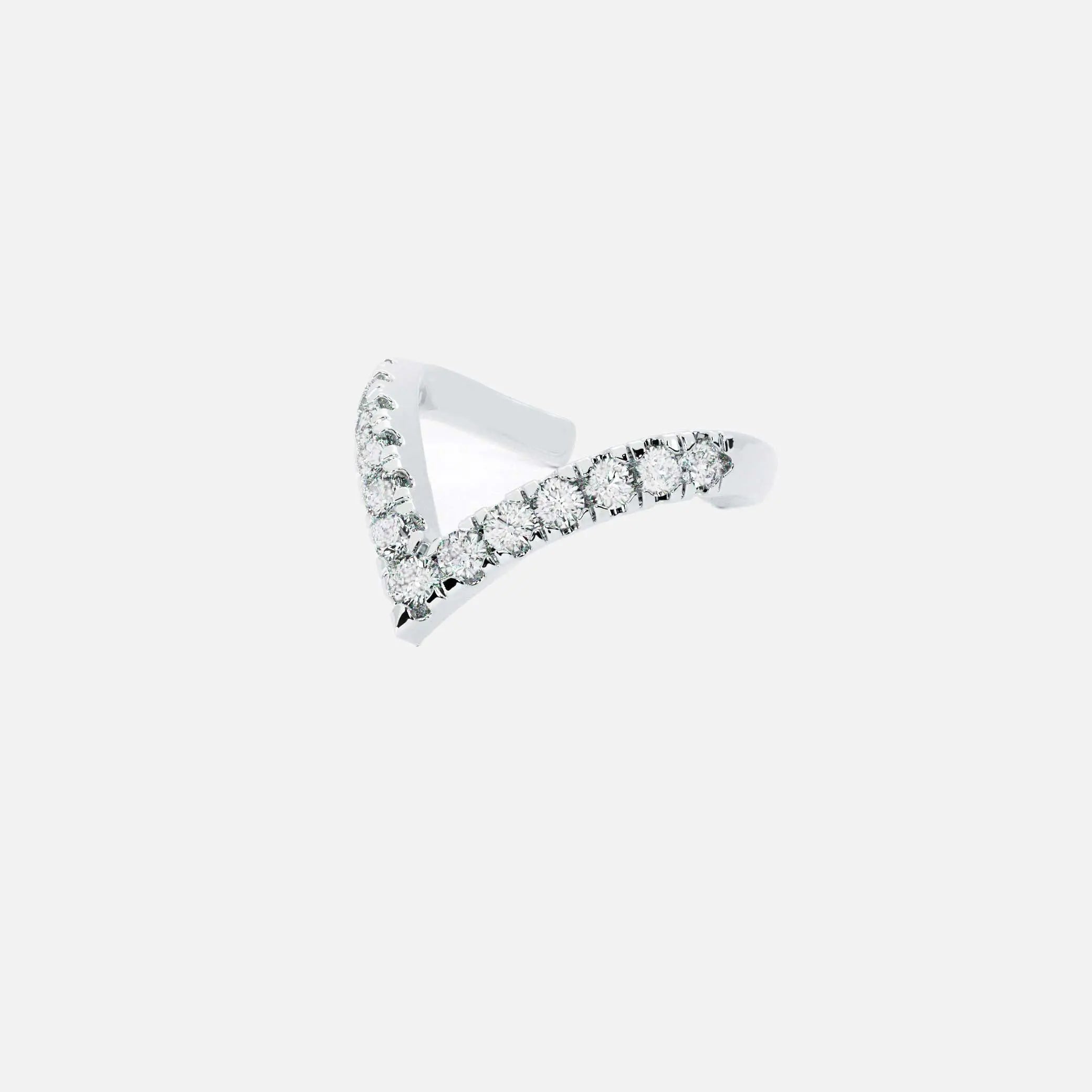 Lab Grown Diamond V Cuff in White Gold – View 4 | JAUR