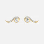 Lab Grown Diamond Wave Diamond Climber in Yellow Gold – Pair View | JAUR