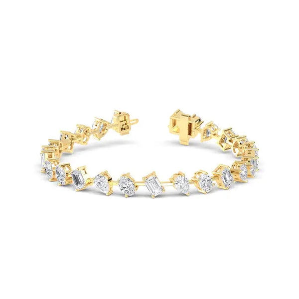 Lab Grown Diamond Multi-Shape Diamond Tennis Bracelet in Yellow Gold | JAUR
