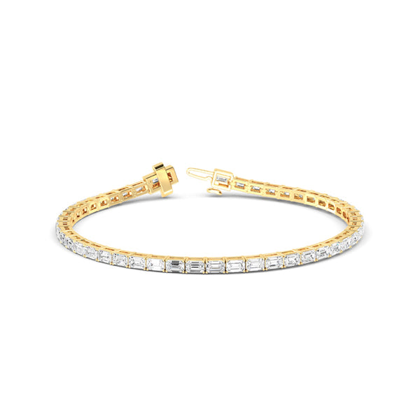 Emerald Lab Grown Diamond Tennis Bracelet in Yellow Gold | JAUR