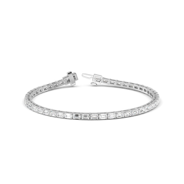 Emerald Lab Grown Diamond Tennis Bracelet in White Gold | JAUR