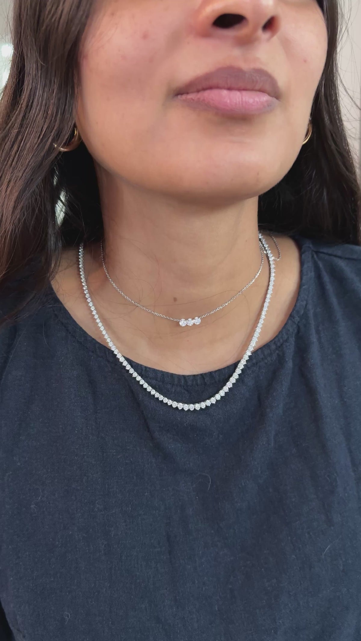 BRISA - Pierced Round Diamond Cluster Necklace